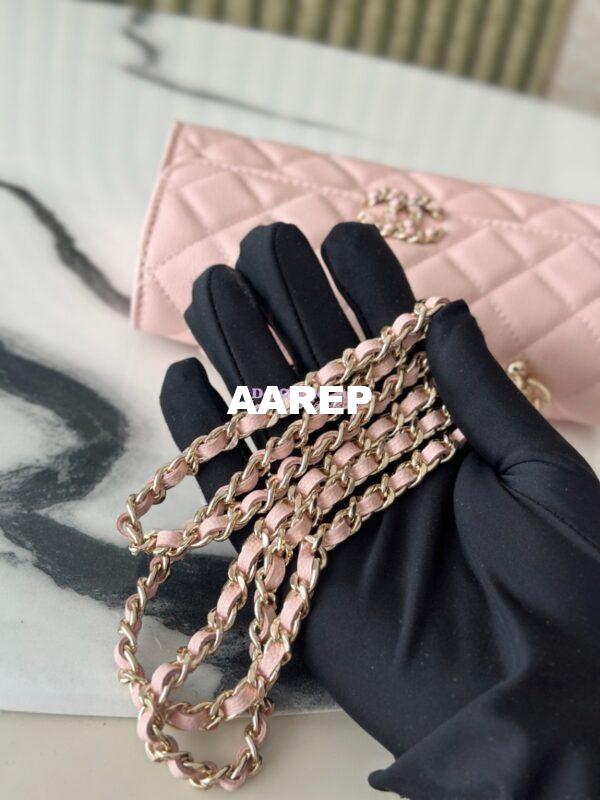 Replica Chanel 25S Leather Chain Strap CC Logo Handle Flap Bag AP3238 Light Pink 6