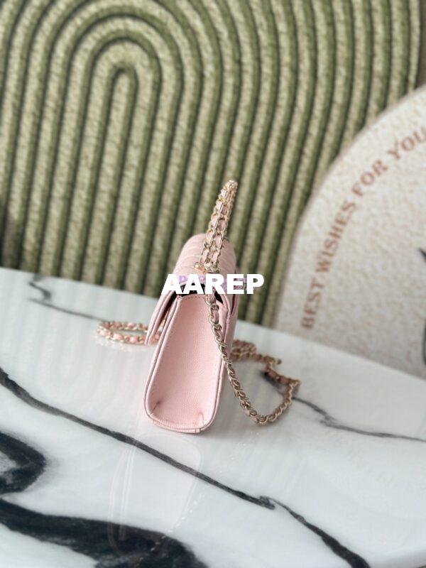 Replica Chanel 25S Leather Chain Strap CC Logo Handle Flap Bag AP3238 Light Pink 7