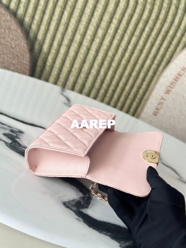 Replica Chanel 25S Leather Chain Strap CC Logo Handle Flap Bag AP3238 Light Pink 9