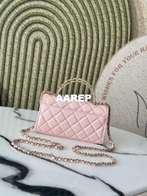Replica Chanel 25S Leather Chain Strap CC Logo Handle Flap Bag AP3238 Light Pink 10