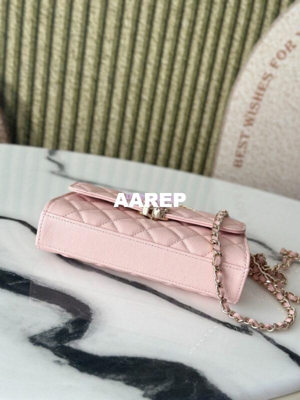 Replica Chanel 25S Leather Chain Strap CC Logo Handle Flap Bag AP3238 Light Pink 11