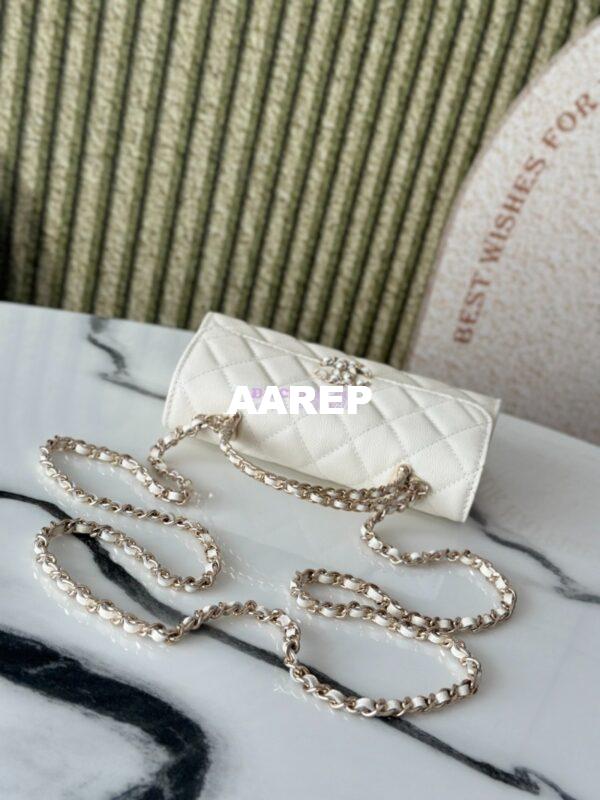 Replica Chanel 25S Leather Chain Strap CC Logo Handle Flap Bag AP3238 White 6
