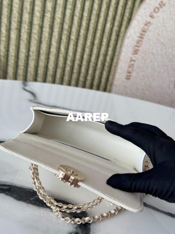 Replica Chanel 25S Leather Chain Strap CC Logo Handle Flap Bag AP3238 White 8