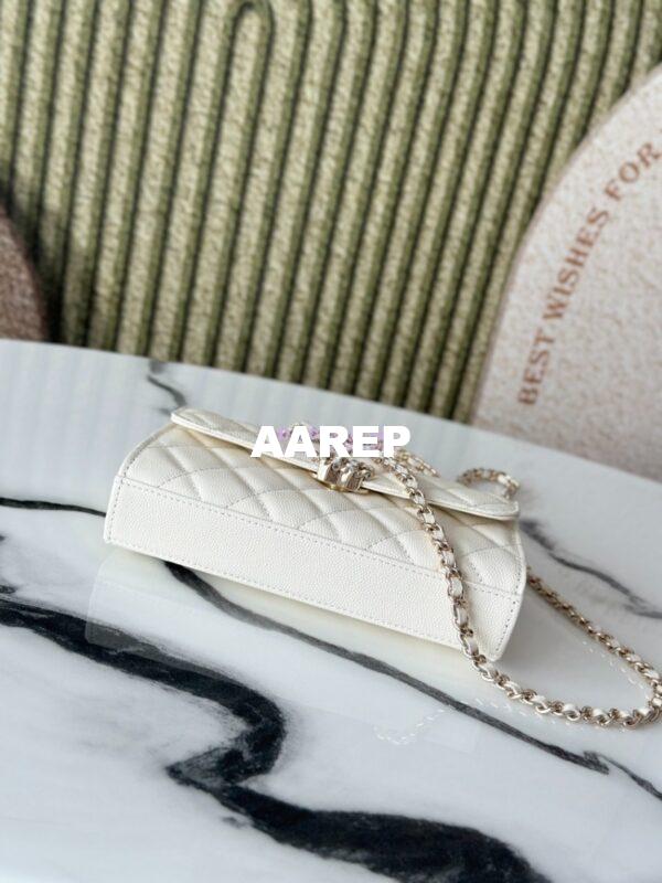Replica Chanel 25S Leather Chain Strap CC Logo Handle Flap Bag AP3238 White 10