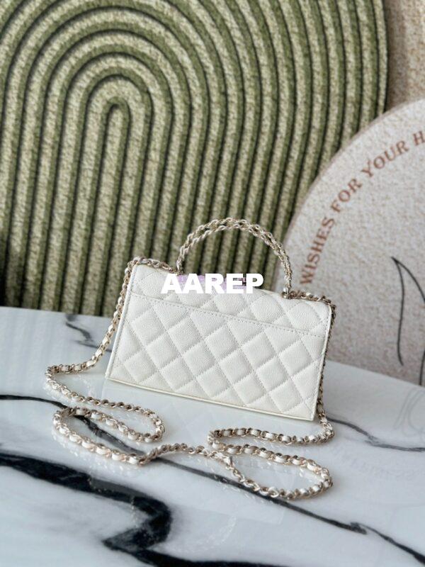 Replica Chanel 25S Leather Chain Strap CC Logo Handle Flap Bag AP3238 White 11