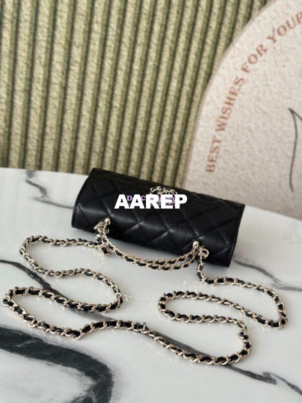 Replica Chanel 25S Leather Chain Strap CC Logo Handle Flap Bag AP3238 Black 2