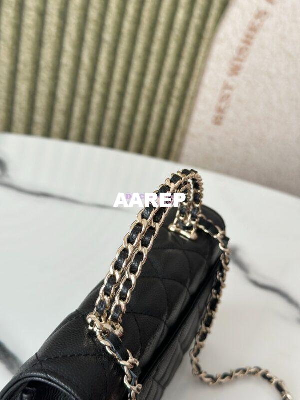 Replica Chanel 25S Leather Chain Strap CC Logo Handle Flap Bag AP3238 Black 3
