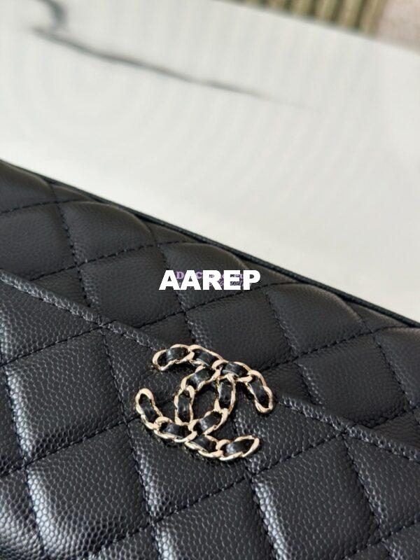 Replica Chanel 25S Leather Chain Strap CC Logo Handle Flap Bag AP3238 Black 5