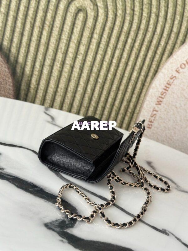 Replica Chanel 25S Leather Chain Strap CC Logo Handle Flap Bag AP3238 Black 6