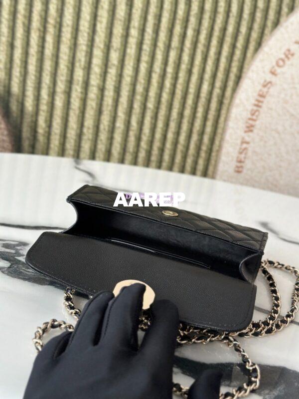 Replica Chanel 25S Leather Chain Strap CC Logo Handle Flap Bag AP3238 Black 7