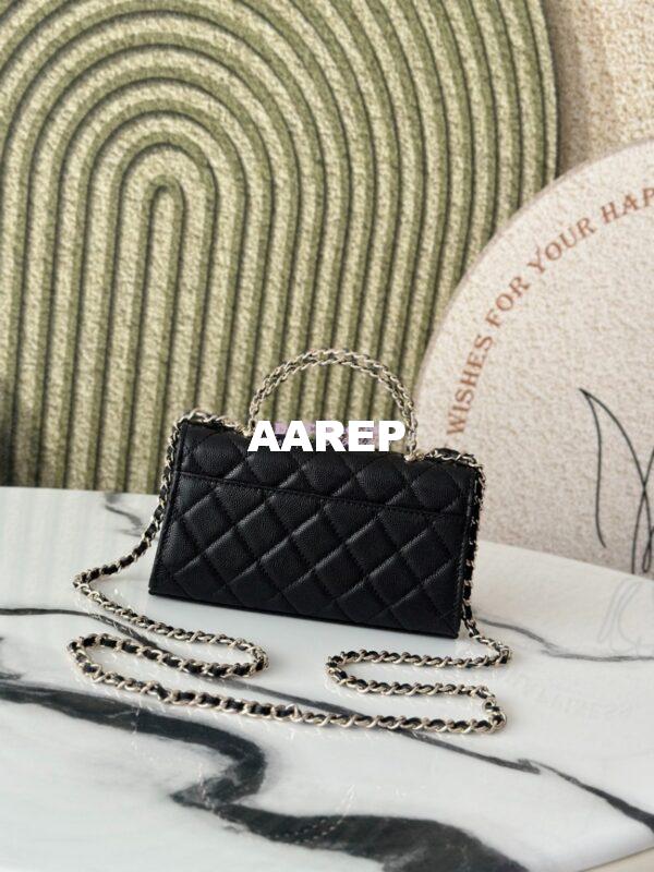 Replica Chanel 25S Leather Chain Strap CC Logo Handle Flap Bag AP3238 Black 8