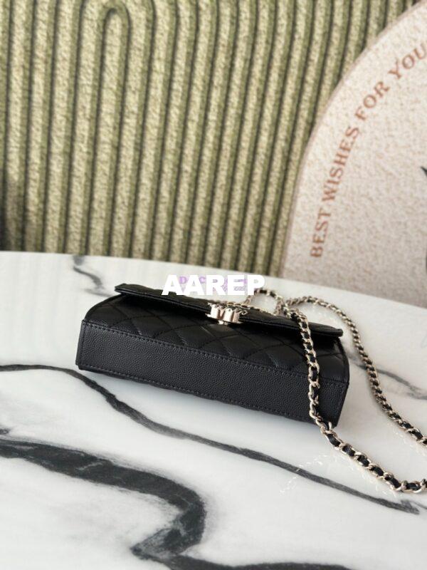 Replica Chanel 25S Leather Chain Strap CC Logo Handle Flap Bag AP3238 Black 9