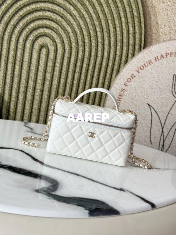 Replica Chanel 25P CC Top Handle Vanity Bag Caviar White AP4385 3