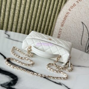Replica Chanel 25P CC Top Handle Vanity Bag Caviar White AP4385 2