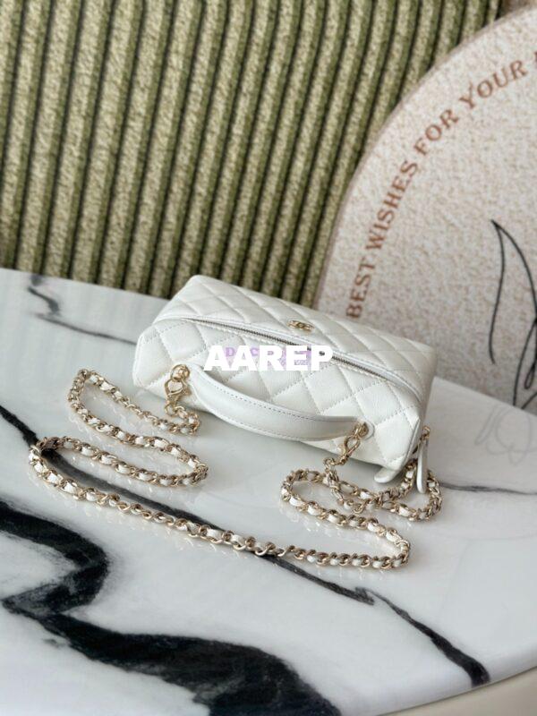 Replica Chanel 25P CC Top Handle Vanity Bag Caviar White AP4385 4
