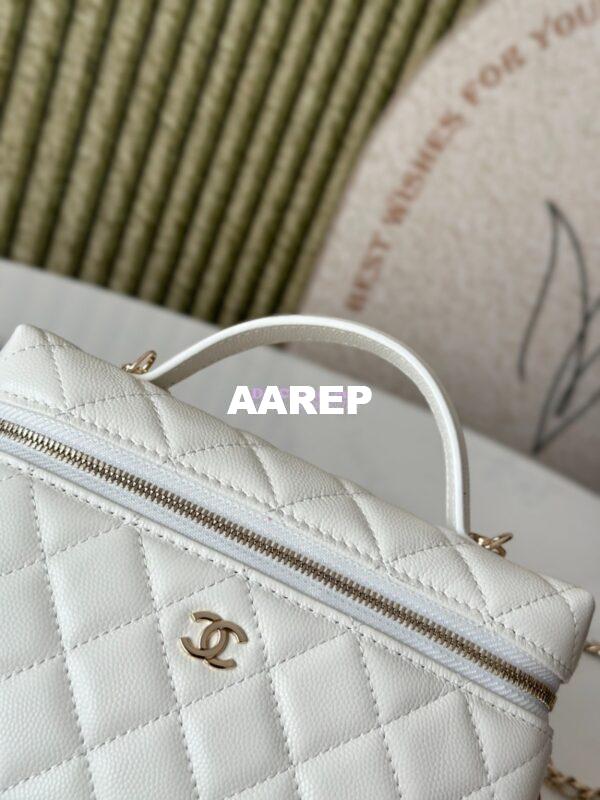 Replica Chanel 25P CC Top Handle Vanity Bag Caviar White AP4385 5