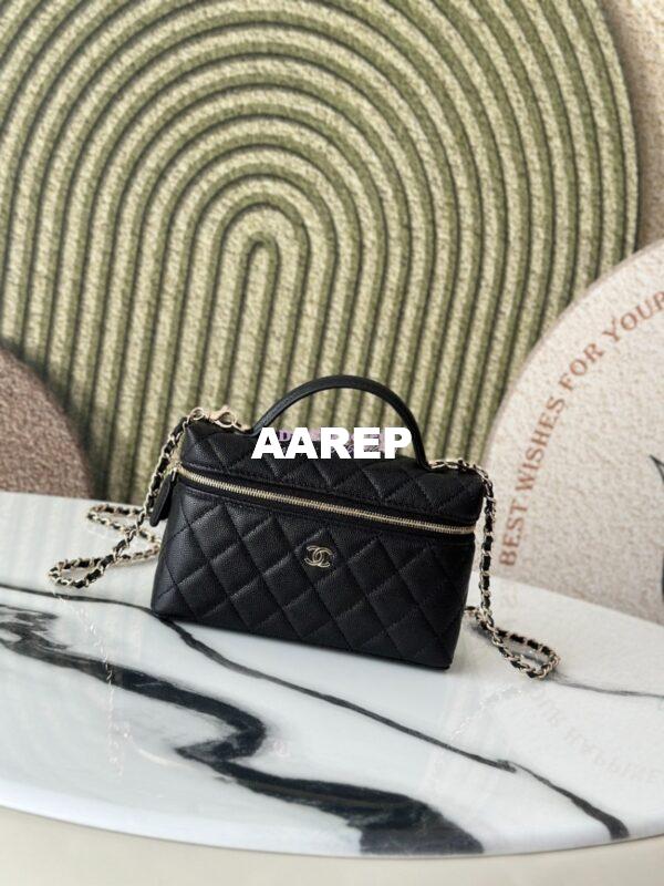 Replica Chanel 25P CC Top Handle Vanity Bag Caviar Black AP4385 3