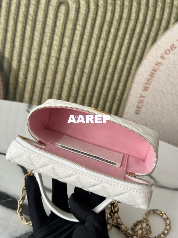 Replica Chanel 25P Long Vanity with Chain Grained Calfskin AP4483 White 4