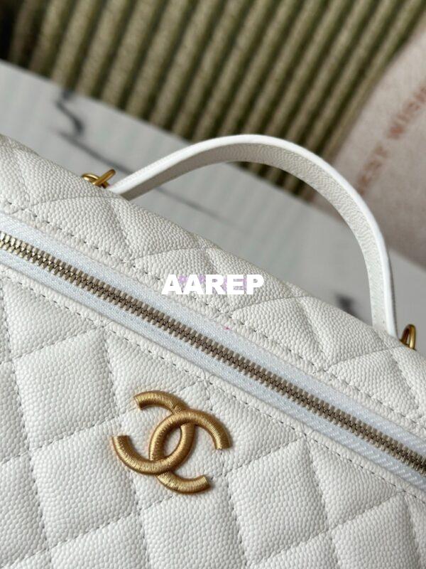 Replica Chanel 25P Long Vanity with Chain Grained Calfskin AP4483 White 6