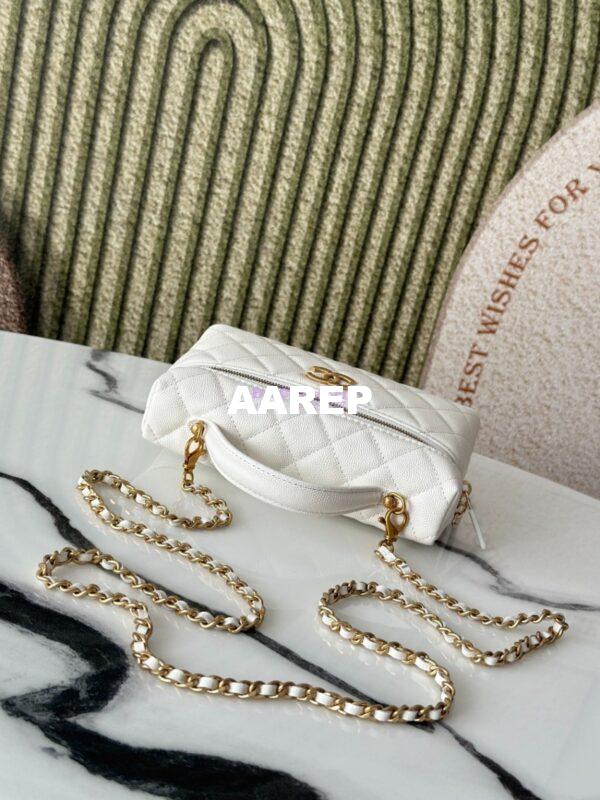 Replica Chanel 25P Long Vanity with Chain Grained Calfskin AP4483 White 7