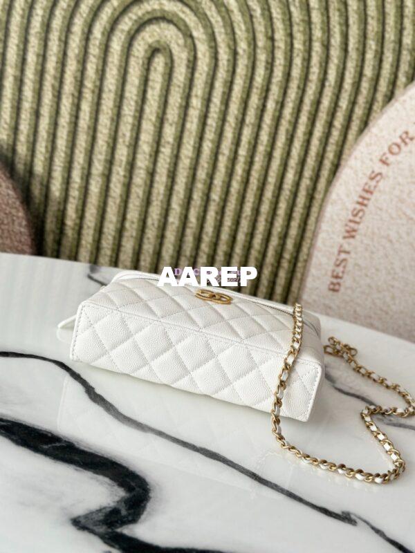 Replica Chanel 25P Long Vanity with Chain Grained Calfskin AP4483 White 10