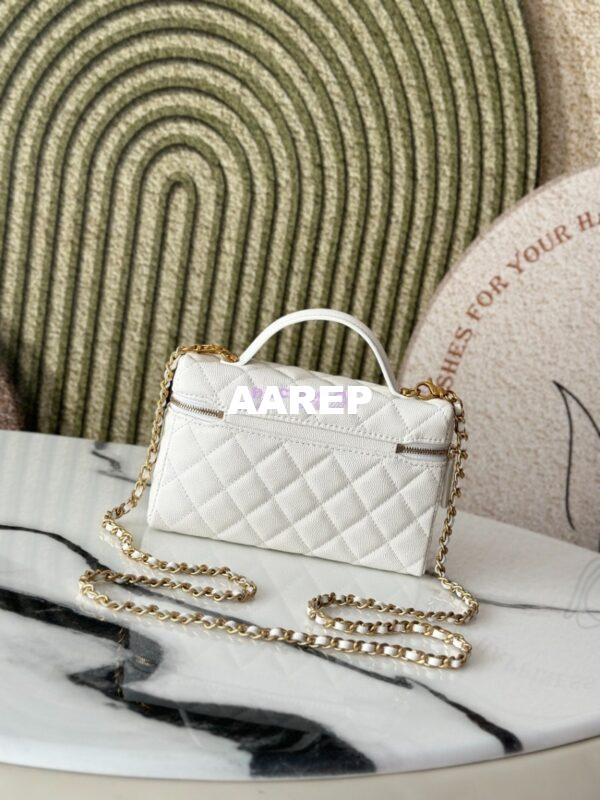 Replica Chanel 25P Long Vanity with Chain Grained Calfskin AP4483 White 11
