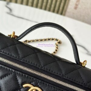 Replica Chanel 25P Long Vanity with Chain Grained Calfskin AP4483 Black 2