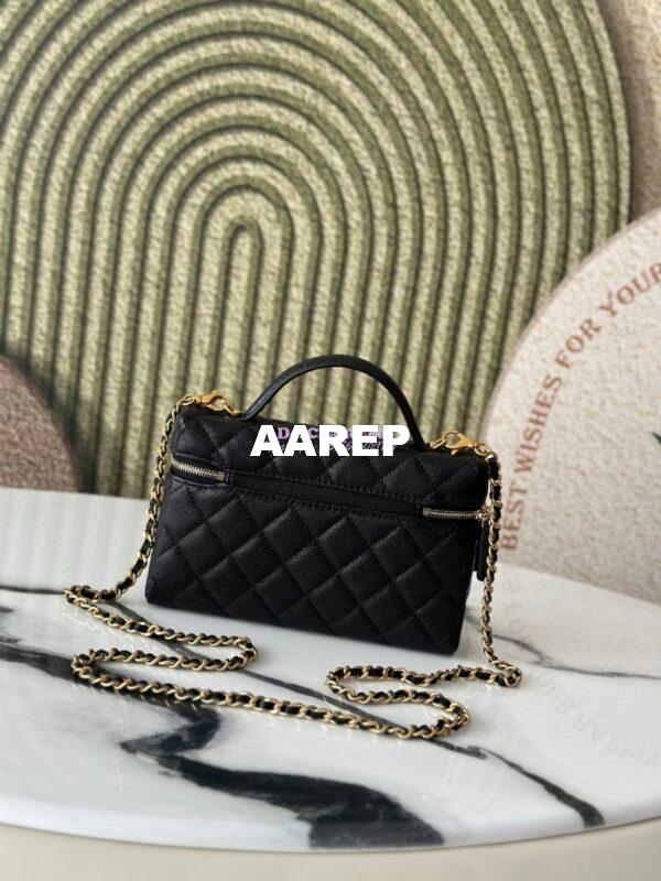Replica Chanel 25P Long Vanity with Chain Grained Calfskin AP4483 Black 8