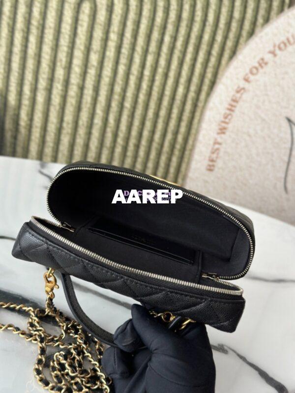 Replica Chanel 25P Long Vanity with Chain Grained Calfskin AP4483 Black 9