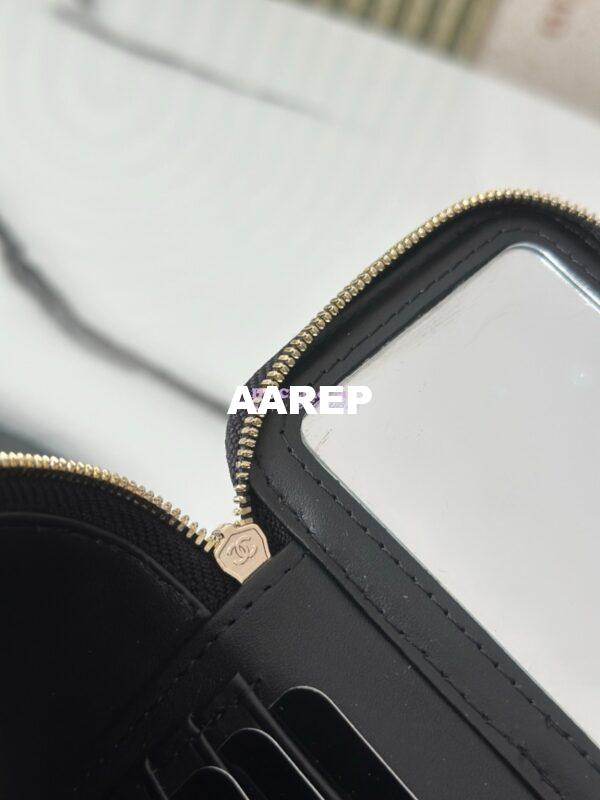 Replica Chanel 25P Long Vanity With Chain Shiny Grained Calfskin with CC Heart Strass AP4530 Black 10