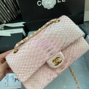 Replica Chanel Python Leather CF Classic Flap Bag Blush 20 2
