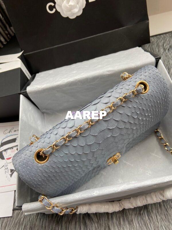 Replica Chanel Python Leather CF Classic Flap Bag Light Grey 21 4