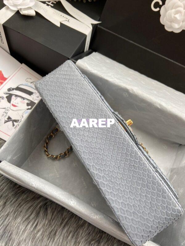Replica Chanel Python Leather CF Classic Flap Bag Light Grey 21 7