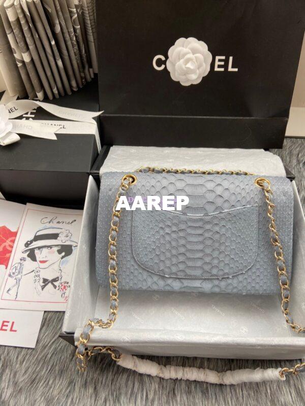 Replica Chanel Python Leather CF Classic Flap Bag Light Grey 21 8