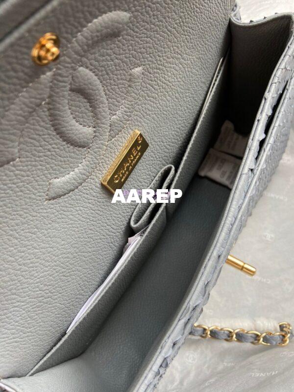 Replica Chanel Python Leather CF Classic Flap Bag Light Grey 21 9