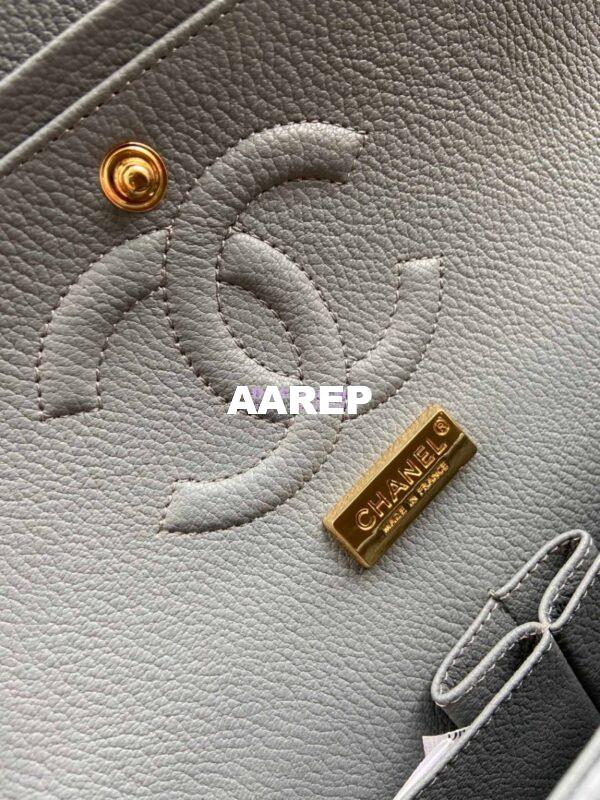 Replica Chanel Python Leather CF Classic Flap Bag Light Grey 21 10