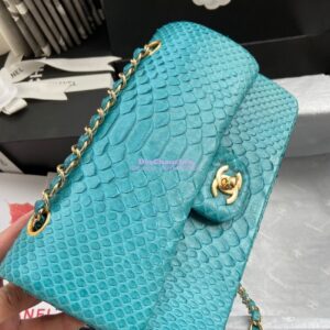 Replica Chanel Python Leather CF Classic Flap Bag Light Seagreen 18 2