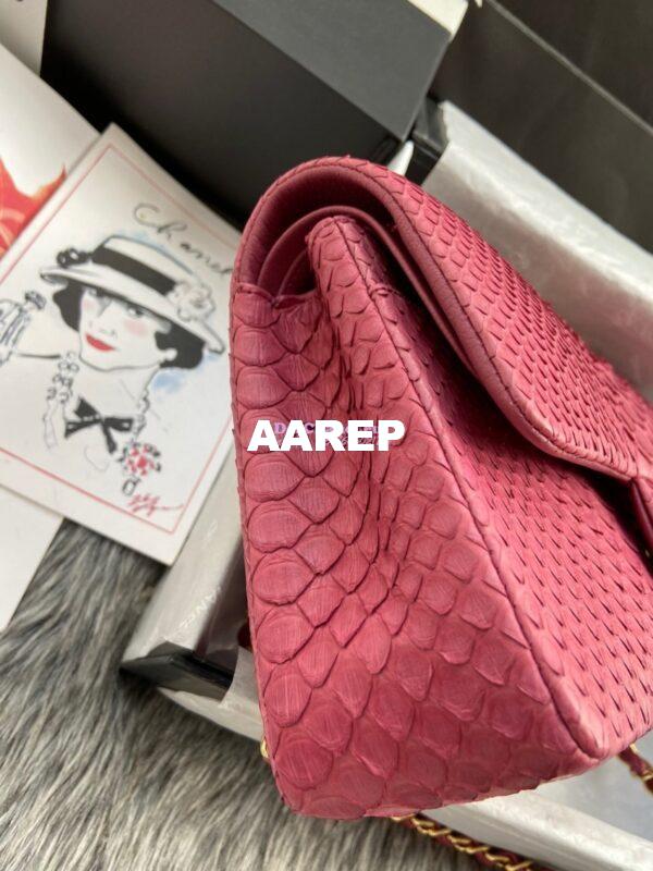 Replica Chanel Python Leather CF Classic Flap Bag Punch Pink 17 6