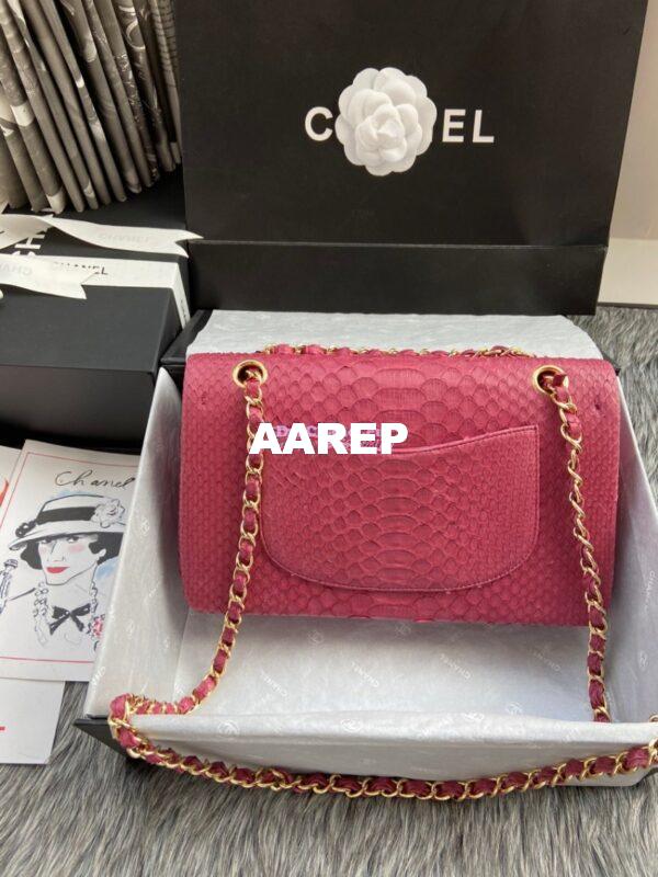 Replica Chanel Python Leather CF Classic Flap Bag Punch Pink 17 10