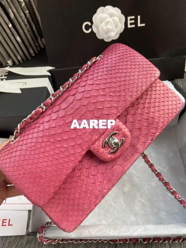 Replica Chanel Python Leather CF Classic Flap Bag Punch Pink 17 12