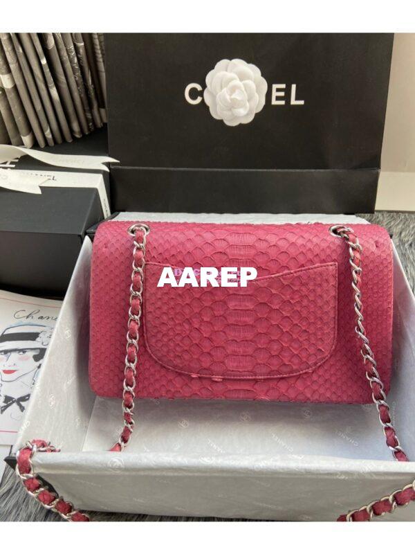 Replica Chanel Python Leather CF Classic Flap Bag Punch Pink 17 15