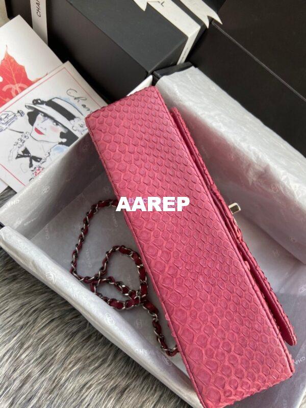 Replica Chanel Python Leather CF Classic Flap Bag Punch Pink 17 16