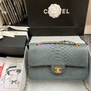 Replica Chanel Python Leather CF Classic Flap Bag Grey 16