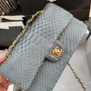 Replica Chanel Python Leather CF Classic Flap Bag Grey 16 2