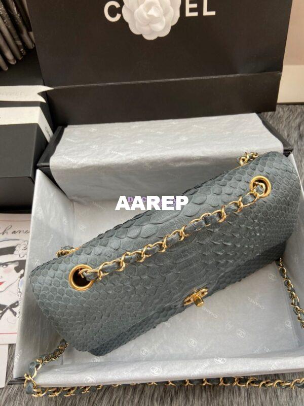 Replica Chanel Python Leather CF Classic Flap Bag Grey 16 5