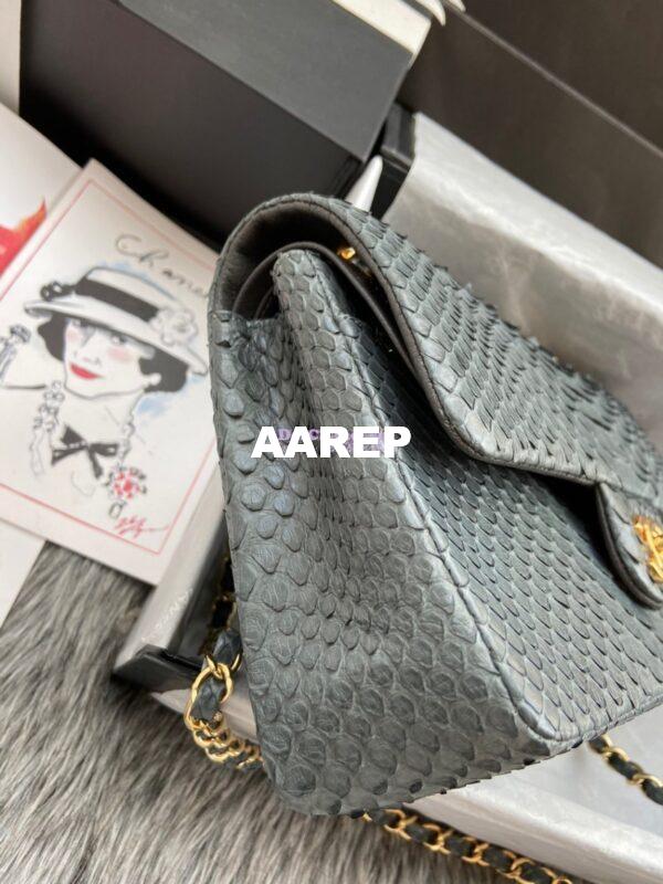 Replica Chanel Python Leather CF Classic Flap Bag Grey 16 6
