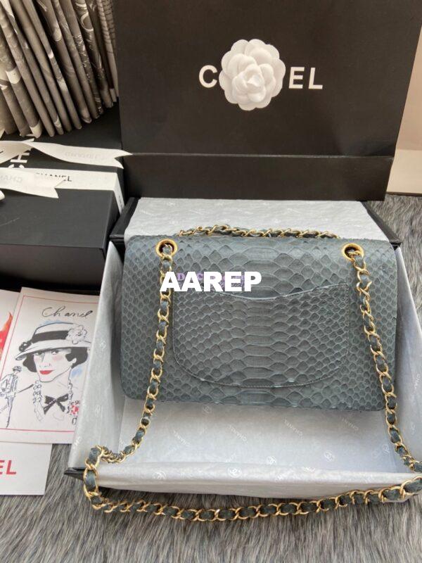Replica Chanel Python Leather CF Classic Flap Bag Grey 16 7