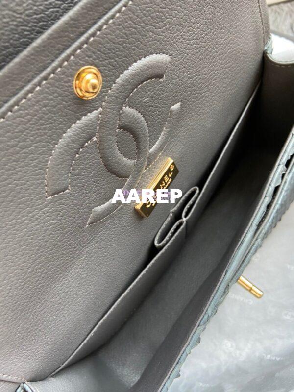 Replica Chanel Python Leather CF Classic Flap Bag Grey 16 8