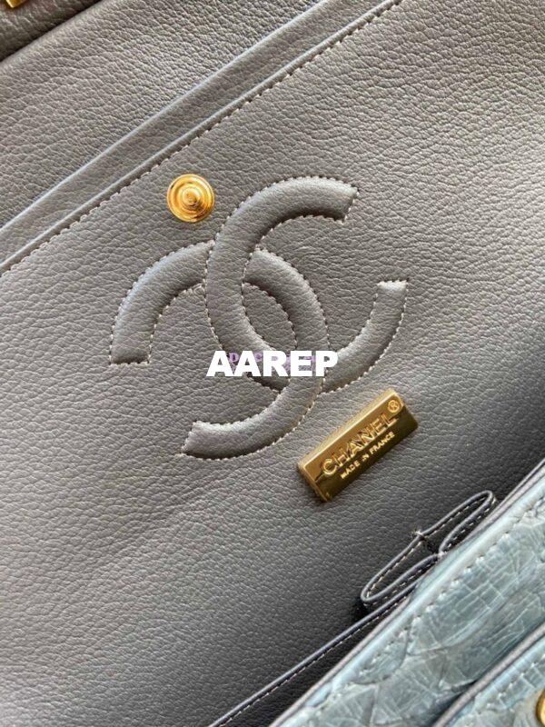 Replica Chanel Python Leather CF Classic Flap Bag Grey 16 9