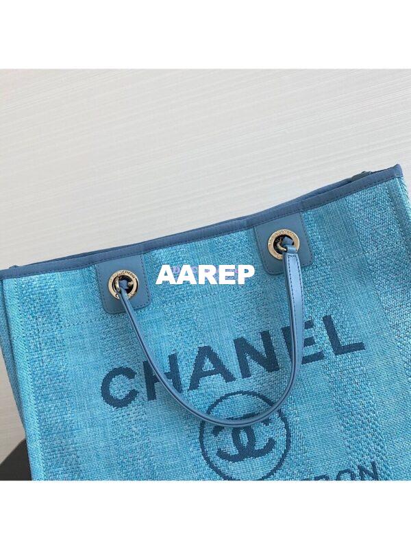 Replica Chanel Deauville Mixed Fibers Calfskin Shopping Bag A66943 Green 3